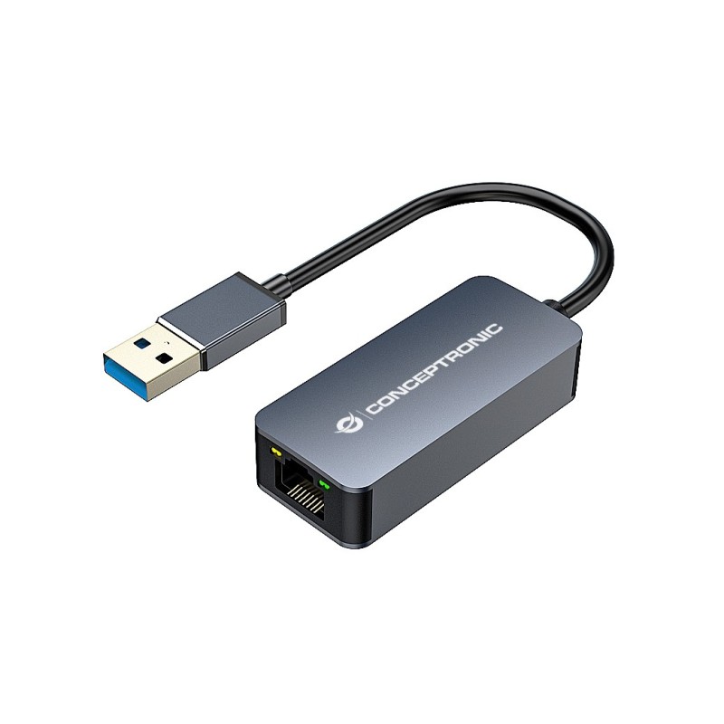 Conceptronic ABBY12G Gigabit Ethernet USB 3.0 Adapter mit USB-Hub, GbE